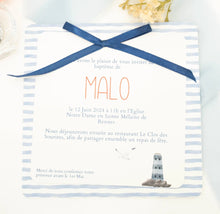 Faire Part de Baptême ou Communion à imprimé Marin - Collection Malo