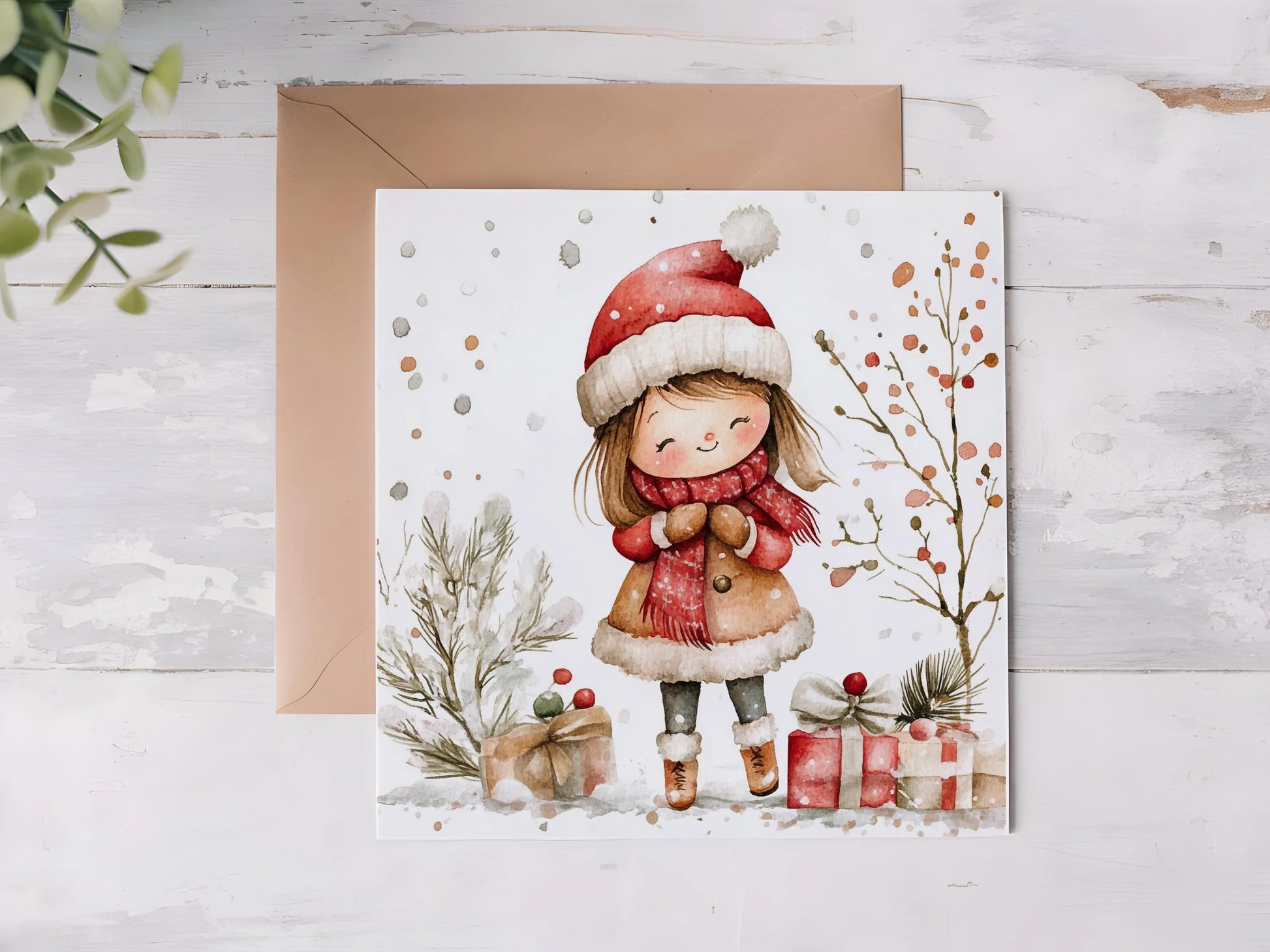 Cartes de vœux de Noël – Lot de 3 cartes carrées pliables avec enveloppes