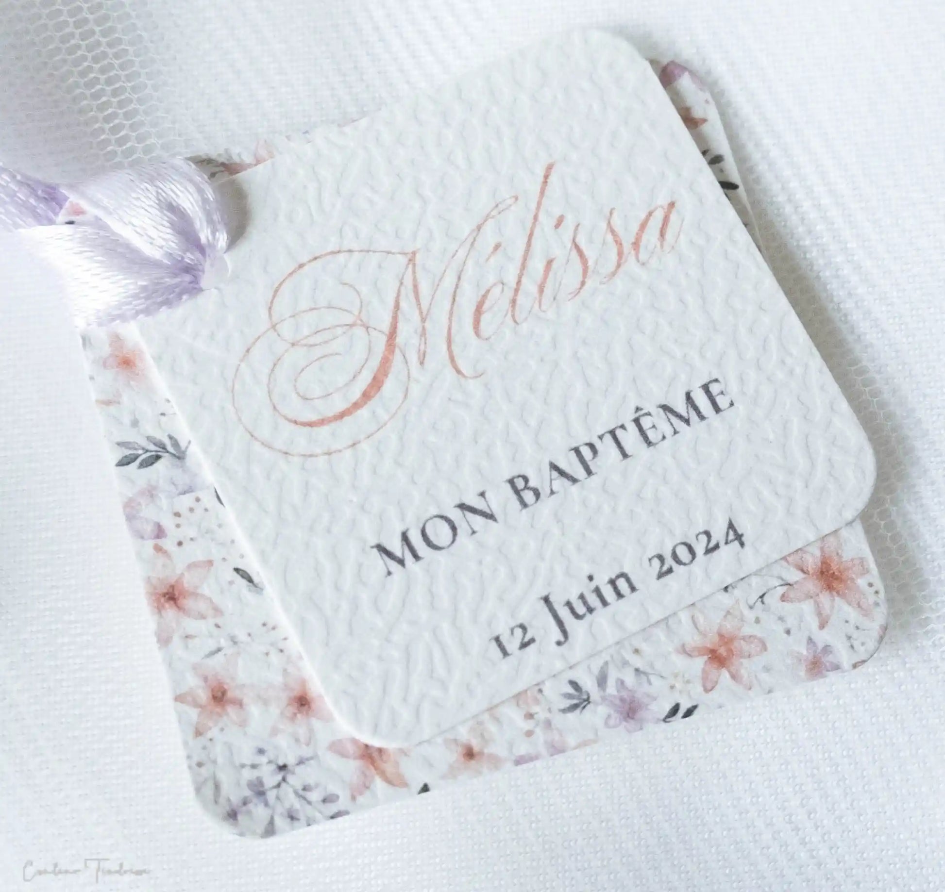 Etiquettes pour Dragées et Petits Cadeaux à imprimé fleuri - Collection Mélissa