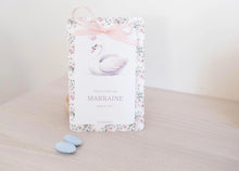 Carte Demande Marraine Personnalisée – Collection Clémence, motif cygne élégant
