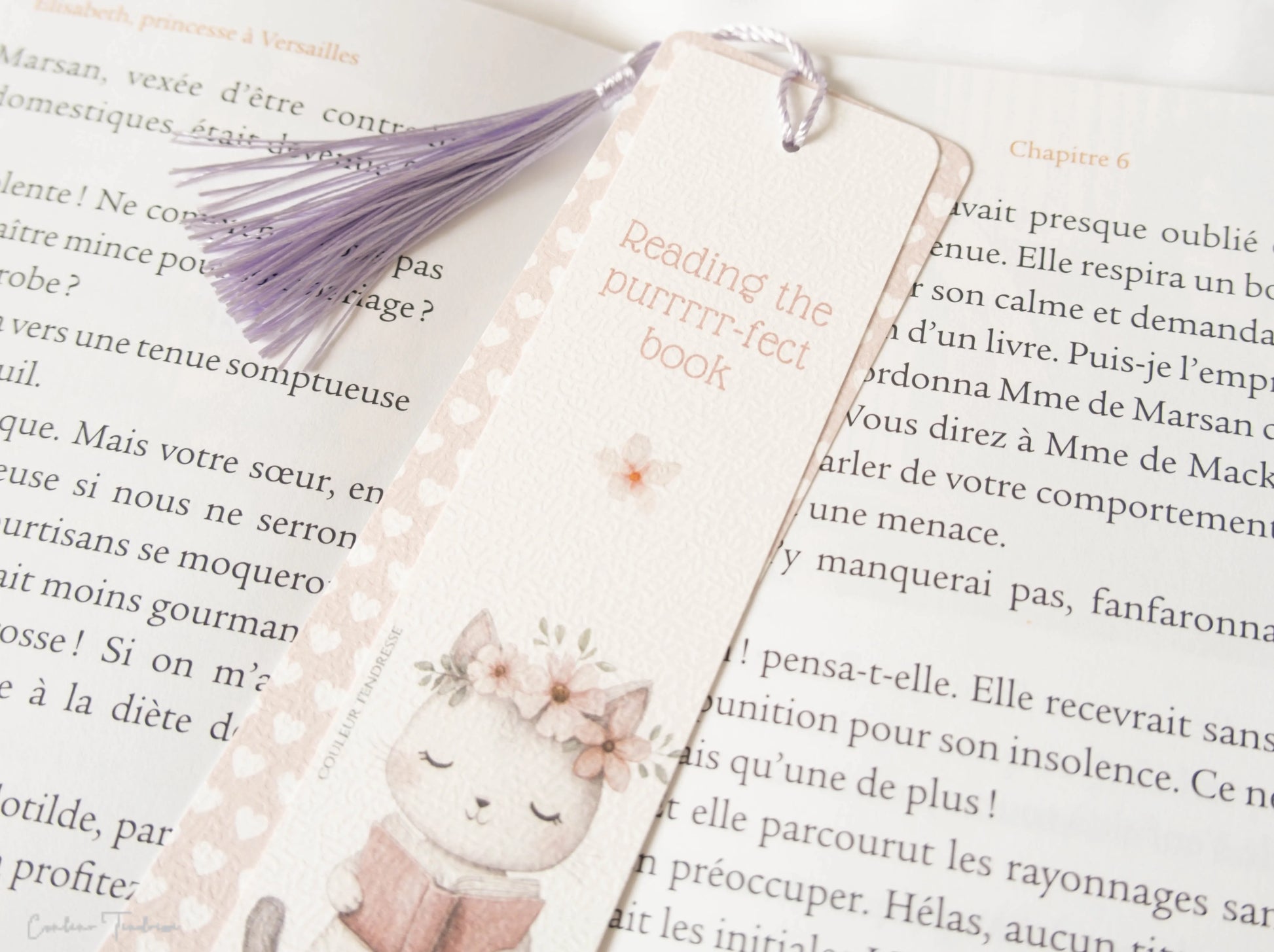 Marque Page avec un petit chat, et un pompon
