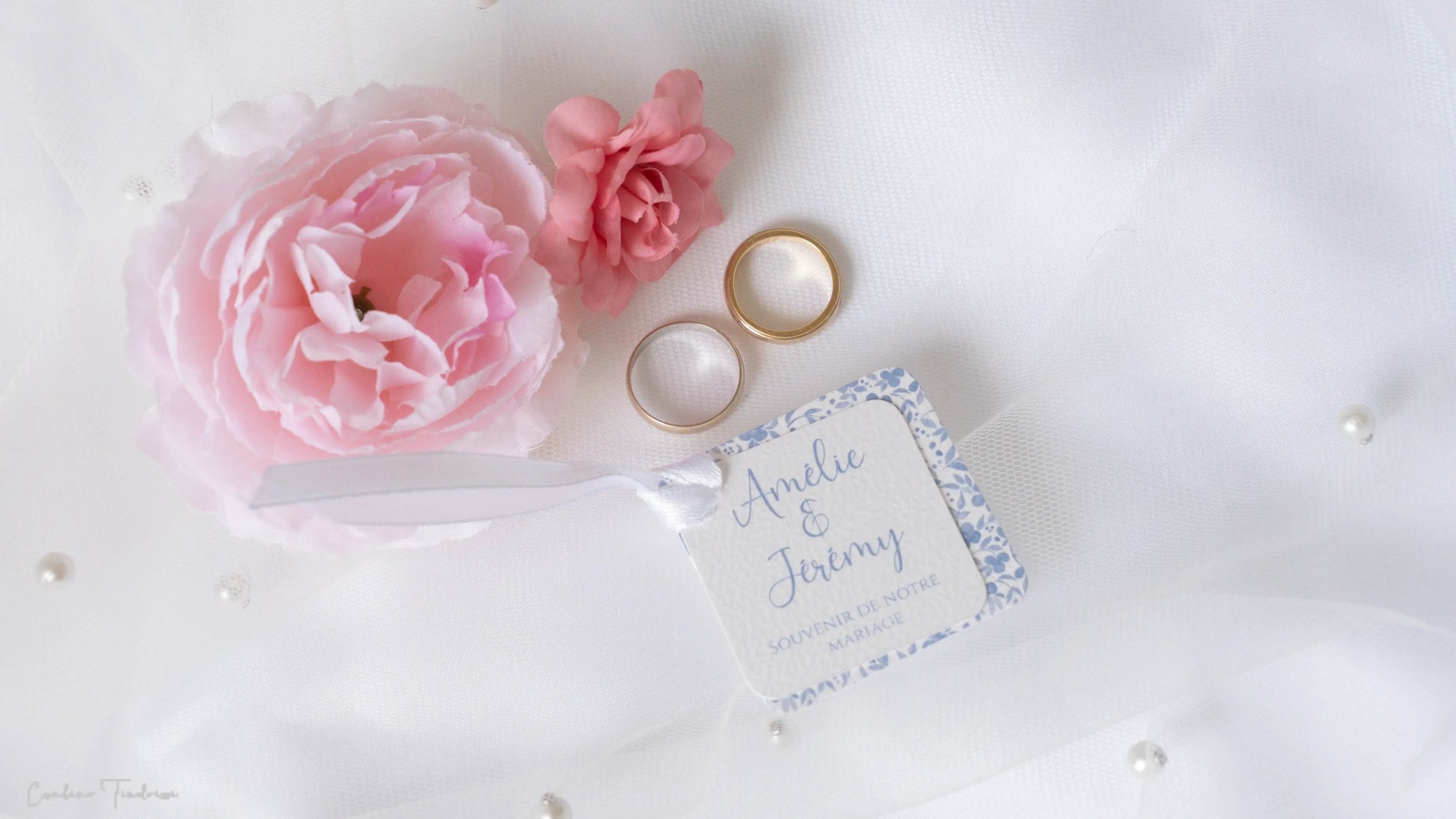 Etiquette personnalisée de mariage pour dragées et petits cadeaux