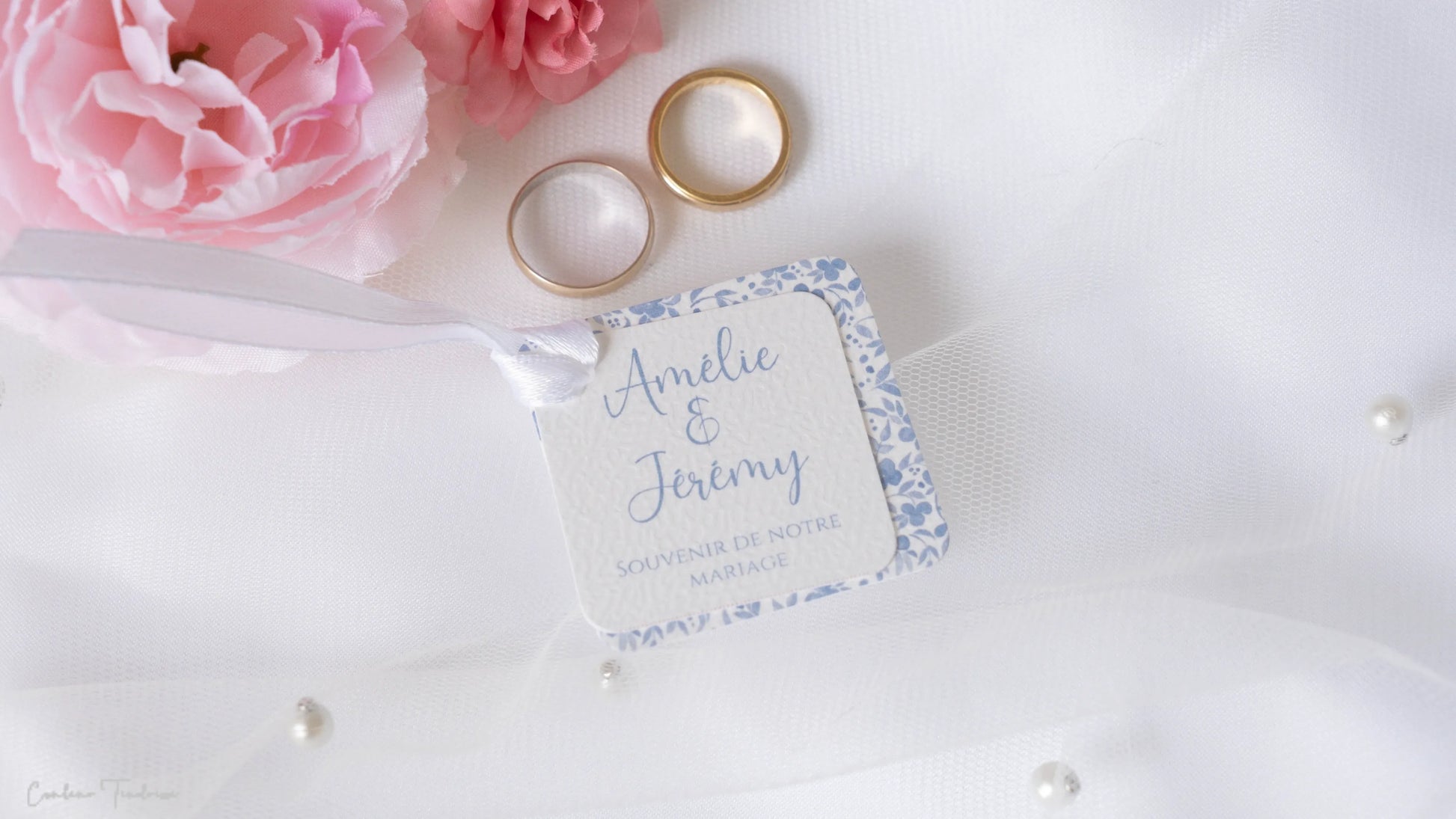 Etiquette personnalisée de mariage pour dragées et petits cadeaux