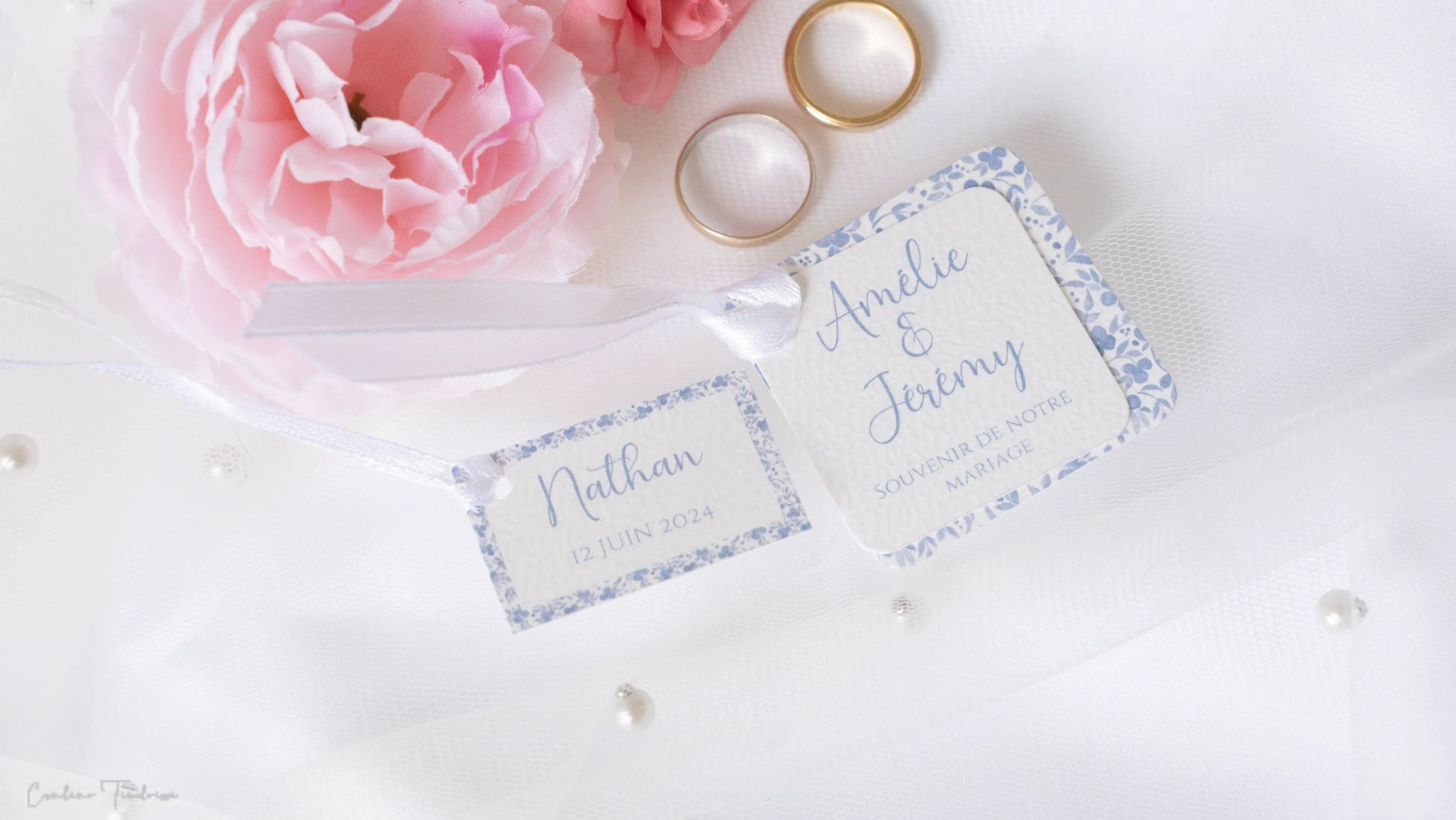 Etiquette personnalisée de mariage pour dragées et petits cadeaux