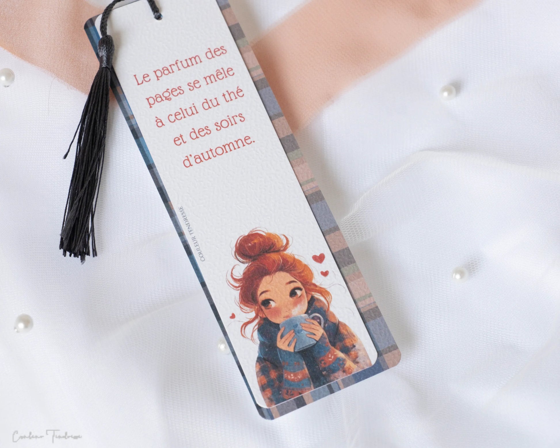 Marque-pages originaux pour lecteur avec dessins de saison et pompons