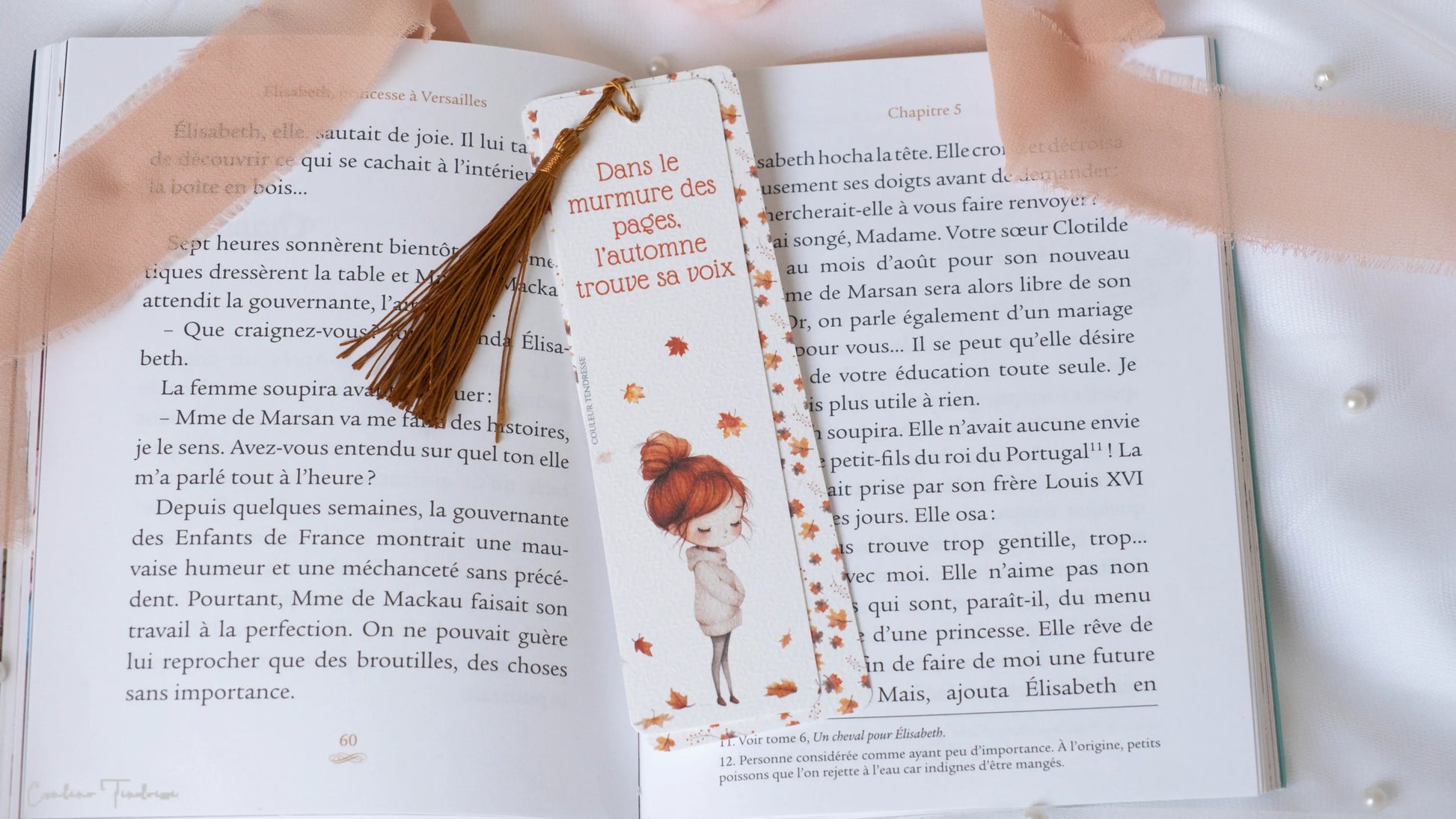 Marque-pages originaux pour lecteur avec dessins de saison et pompons