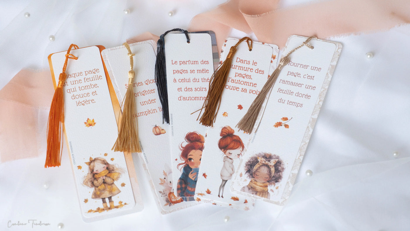 Marque-Pages Personnalisables d'Automne - Lot de 5