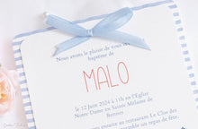 Faire Part de Baptême ou Communion à imprimé Marin - Collection Malo