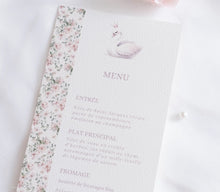 Menu de baptême personnalisé – Collection Clémence - Imprimé fleuri avec un Cygne