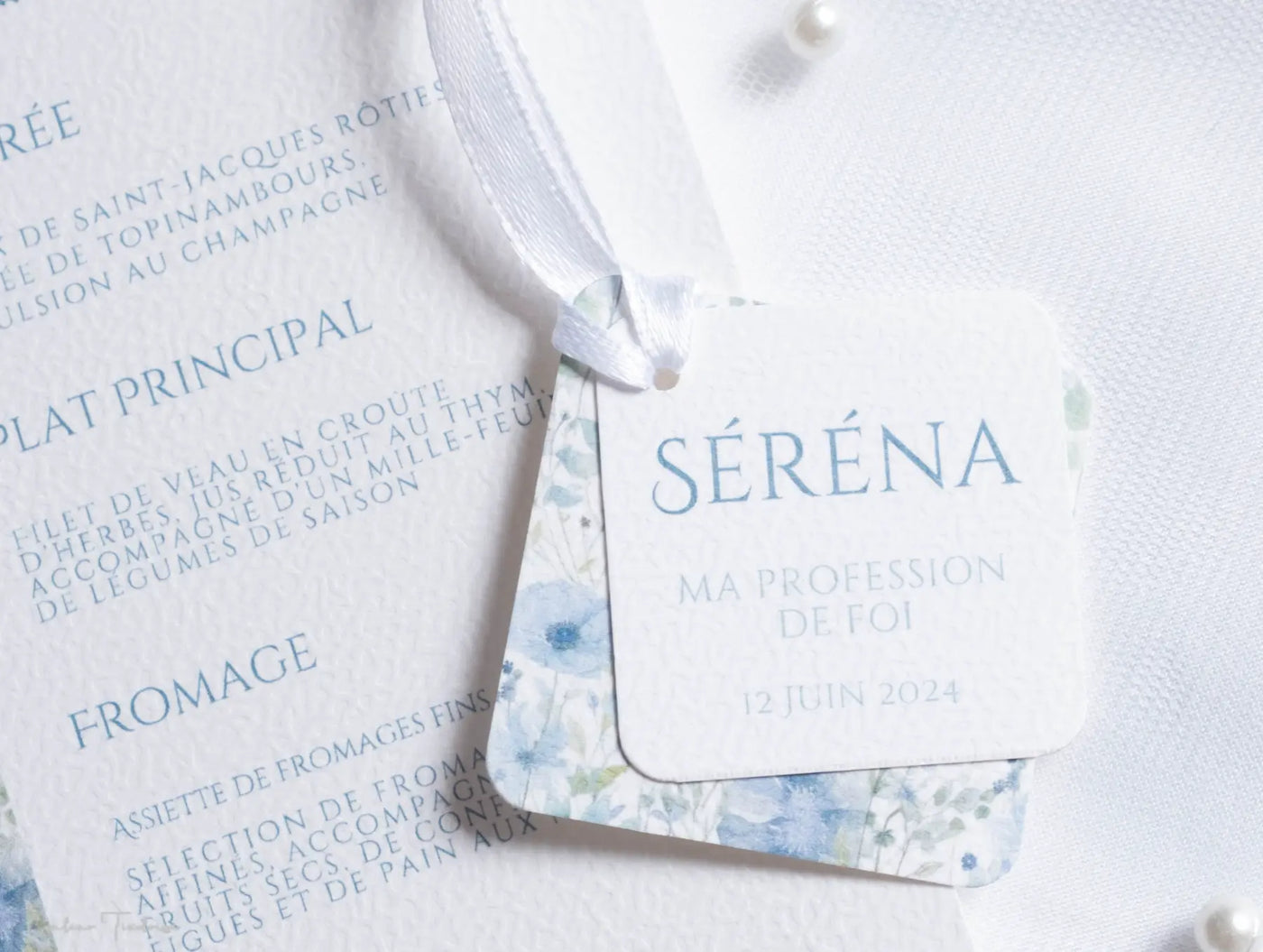 Etiquettes pour Dragées et Petits Cadeaux à imprimé fleuri - Collection Séréna