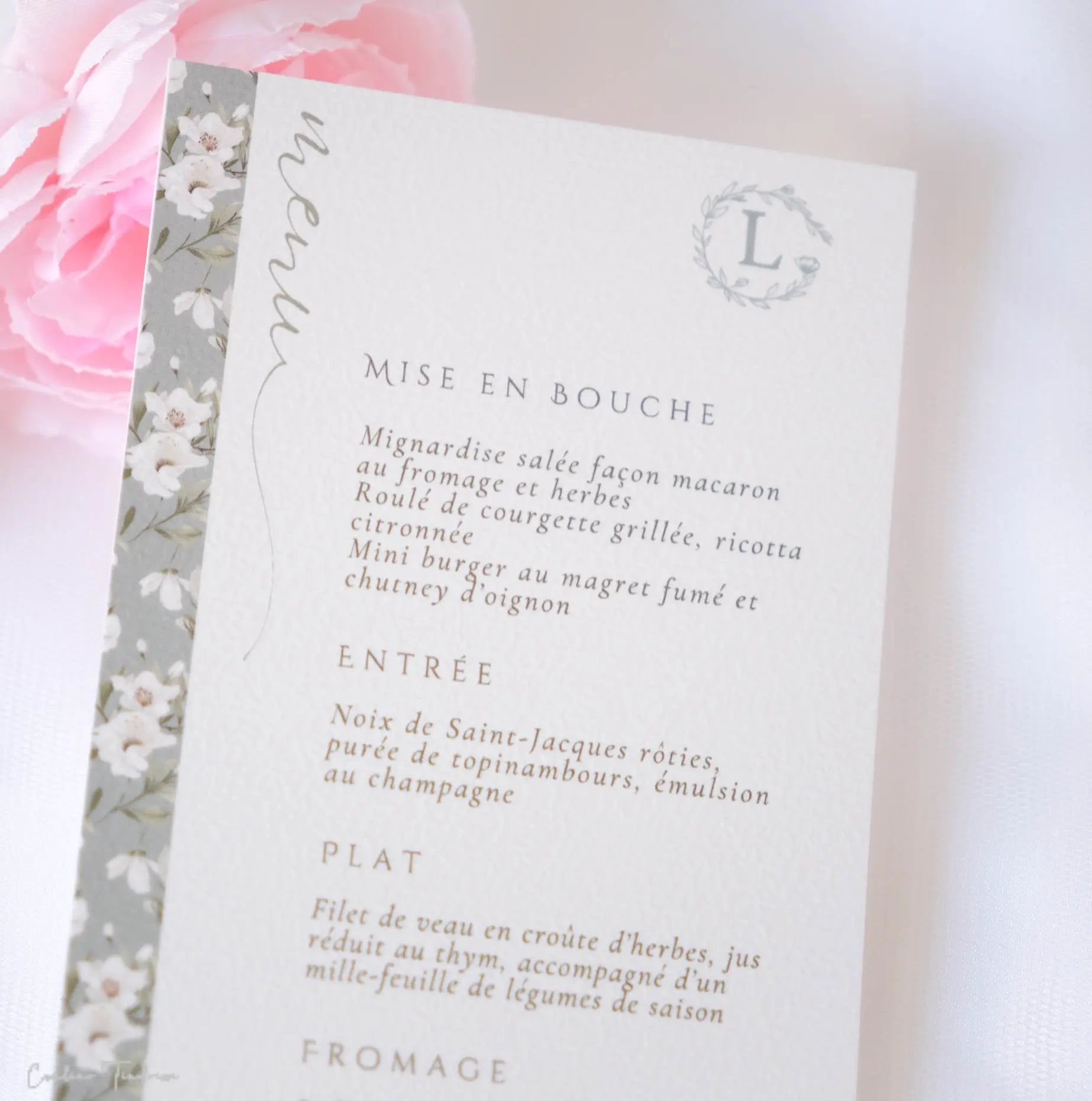 Menu de Mariage Personnalisé Elégant  - Collection Aubrac