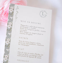 Menu de Mariage Personnalisé Elégant  - Collection Aubrac
