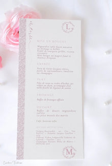 Menu de Mariage Personnalisé Elégant à imprimé fleuri - Collection Elérose