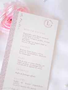 Menu de Mariage Personnalisé Elégant à imprimé fleuri - Collection Elérose