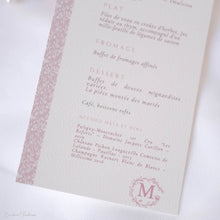 Menu de Mariage Personnalisé Elégant à imprimé fleuri - Collection Elérose