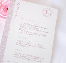 Menu de Mariage Personnalisé Elégant à imprimé fleuri - Collection Elérose