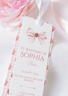 Signet de baptême personnalisé – Souvenir communion, thème fraises – Collection Fragola