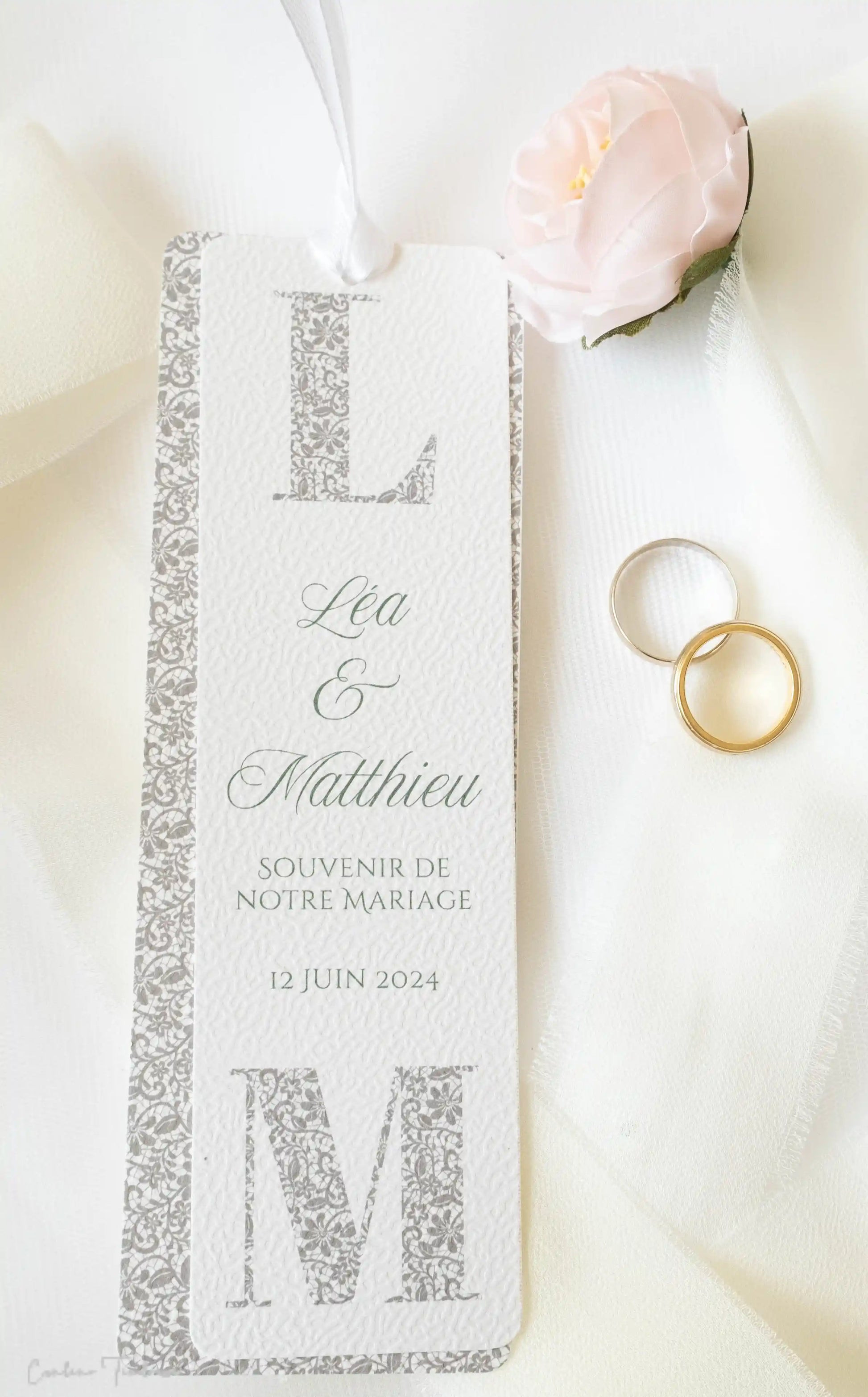 Signet de Mariage Personnalisé Imprimé Dentelle