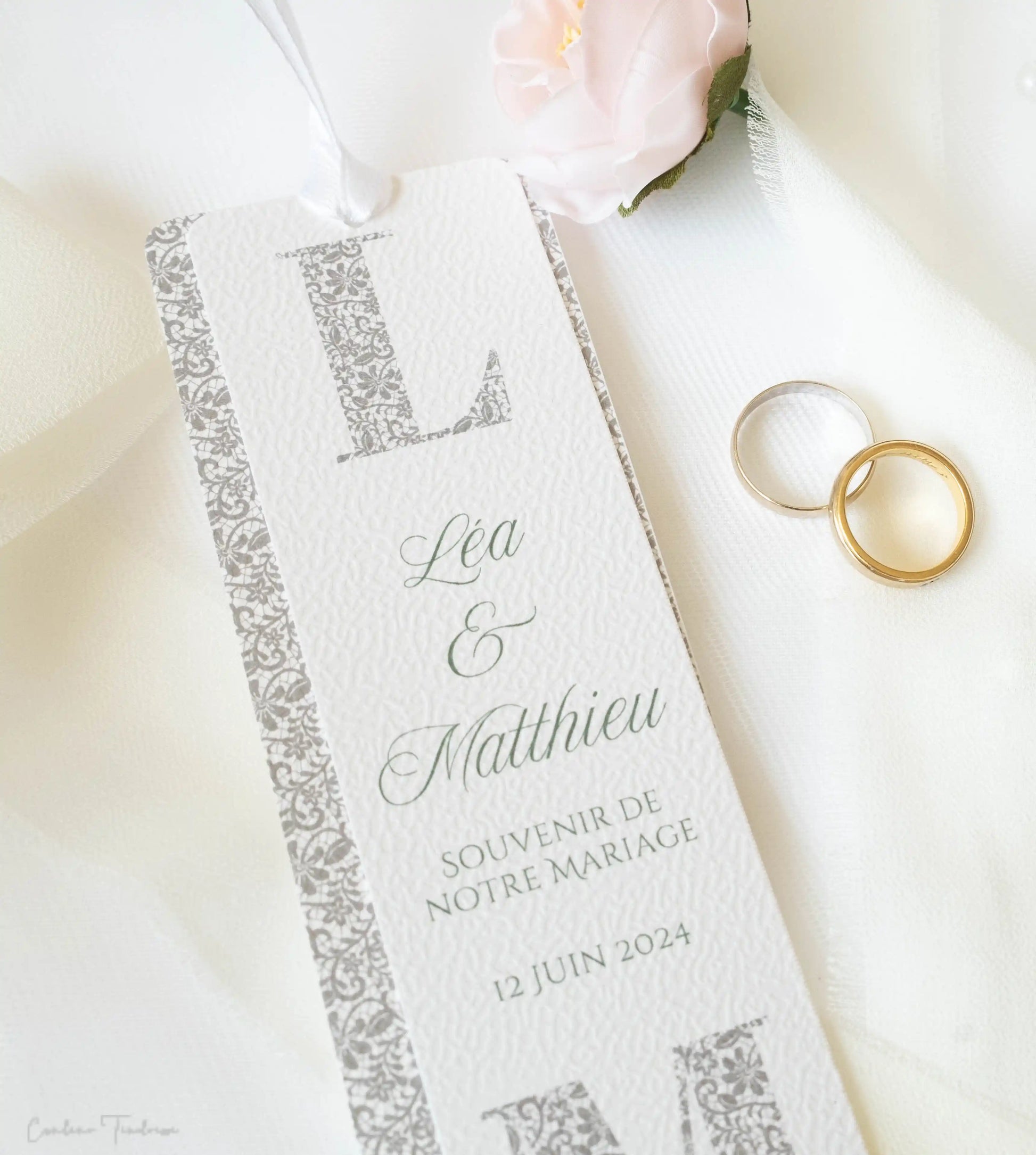 Signet de Mariage Personnalisé Imprimé Dentelle