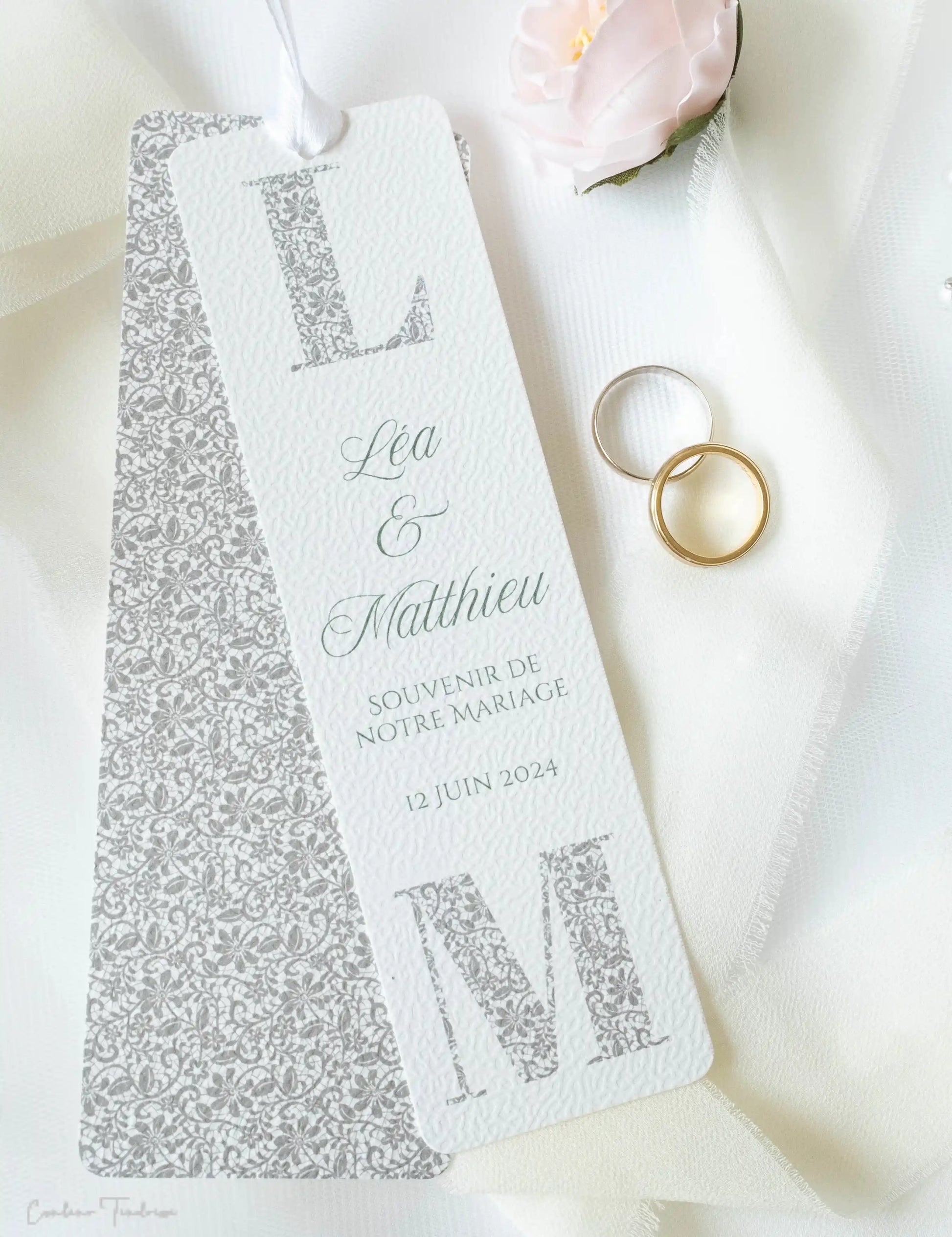 Signet de Mariage Personnalisé Imprimé Dentelle