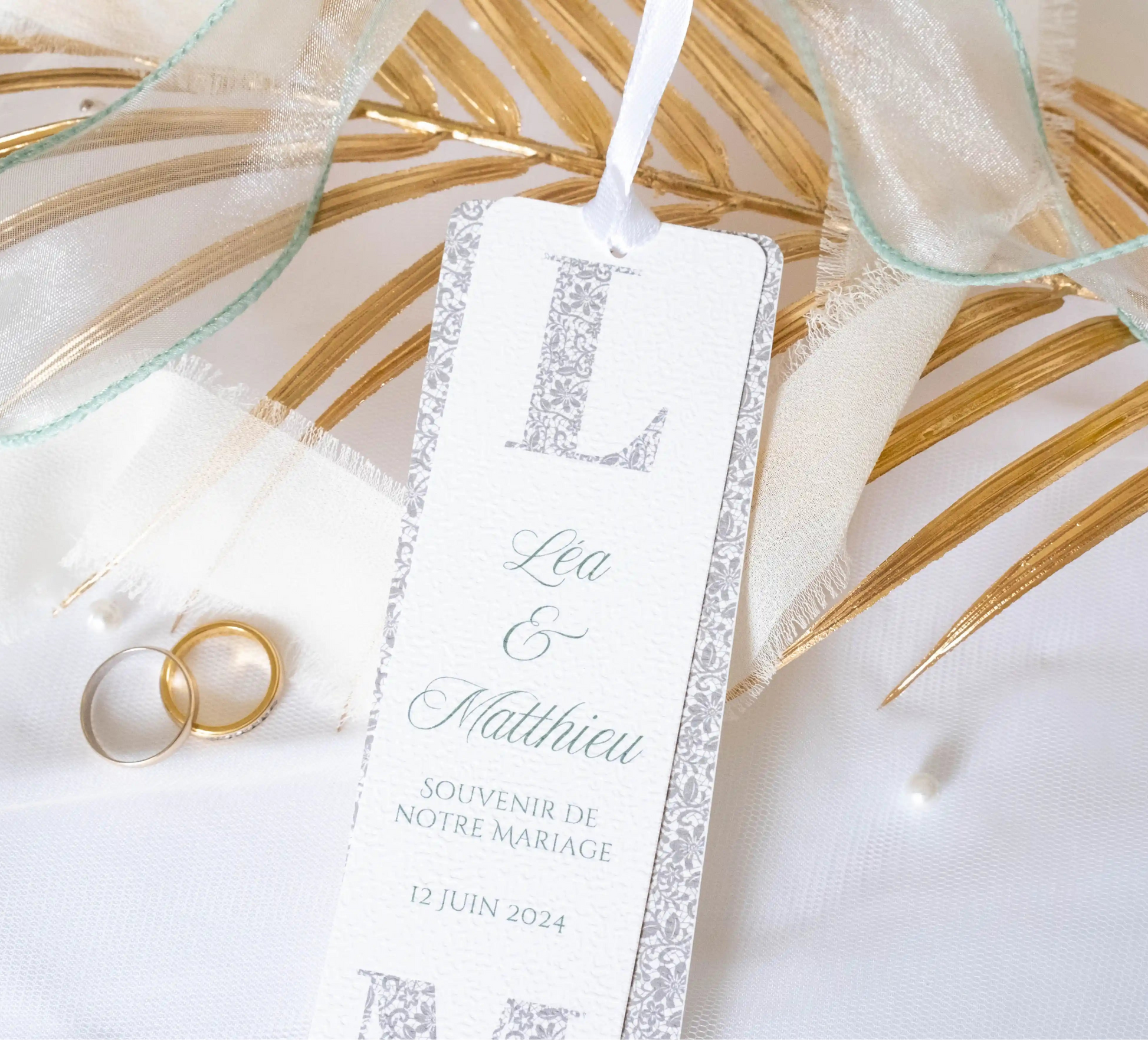 Signet de Mariage Personnalisé Imprimé Dentelle